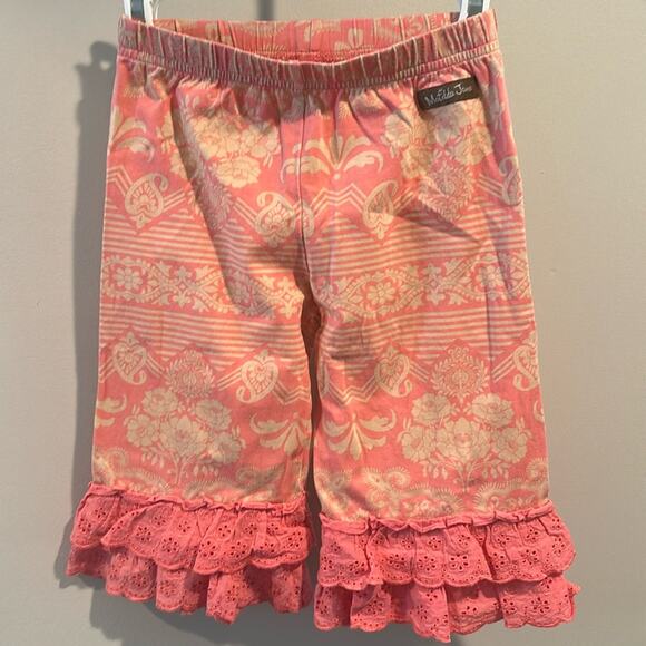 Matilda Jane size 4 Sugar Rush Pink Damask Ruffle Capri Pant - Picture 2 of 7